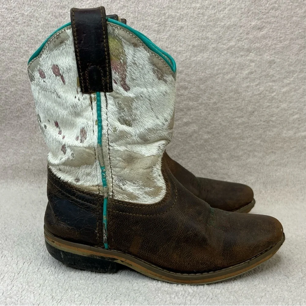 Dan Post Rumi Leather & Calf Hair Western Cowgirl Boots-Kids 13-Brown/Multicolor